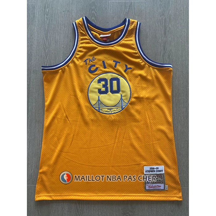 Maillot Golden State Warriors Stephen Curry NO 30 Mitchell & Ness 2019-20 Jaune